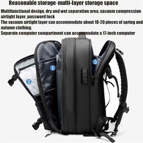 Vacuum Backpack, AirsealPro - Vacuum Compression Travel Backpack, 60L Large Capacity Travel Backpack (Black,With Pump)3