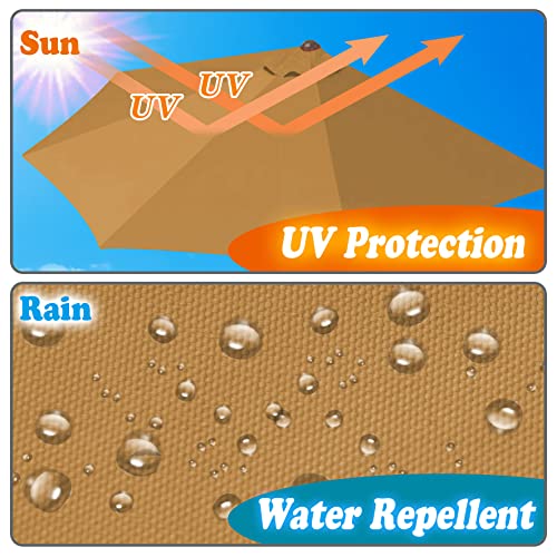 Strong Camel 9Ft Half Market Umbrella Round Patio Half Umbrella W/Crank (Tan) #TOP3