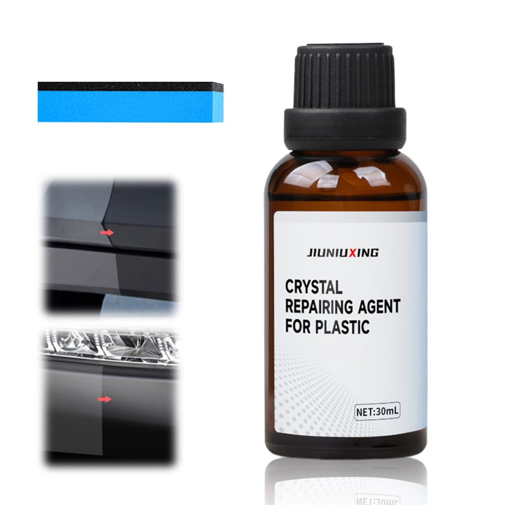 Plastics Parts Crystal Coating, 2025 Upgraded Leather Plastic Polishing Renovation Coating Agent, Car Trim Restorer with Sponge, Crystal Coating for Cars Interior or Exterior (1)