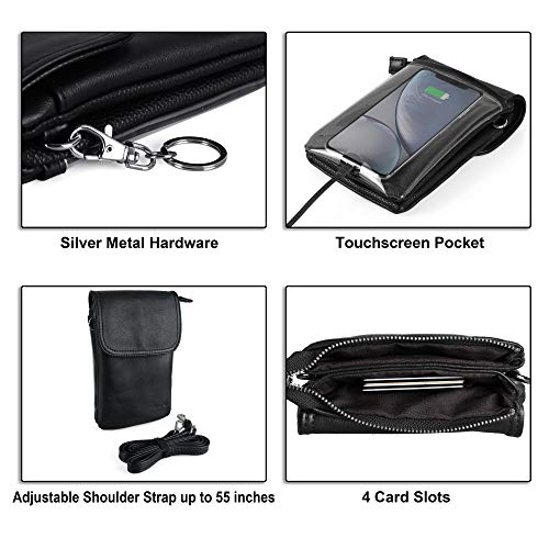 Image of befen Genuine Leather Small Crossbody Bags for Women Cell Phone Bag Cross Body Purses,Silver Zipper