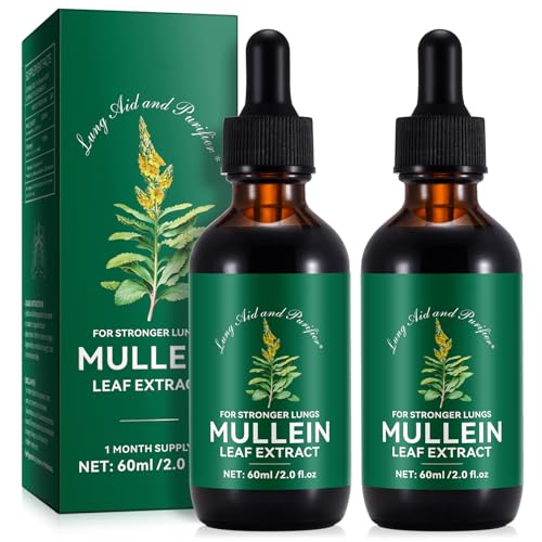 Mullein Drops for Lungs 4 Fl Oz - Mullein Leaf Extract for Lungs with Chlorophyll - Natural Herbal Supplement for Lung Cleanse Respiratory Support Boosts Immunity Digestive Wellness