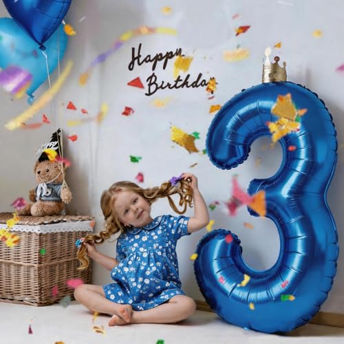 Image of Number Balloons Navy Blue Balloons - Giant Number 10 Balloon, 10 20 30 40 50 Numbers Balloon Birthday Decorations, Blue Party Supplies for Boy Men