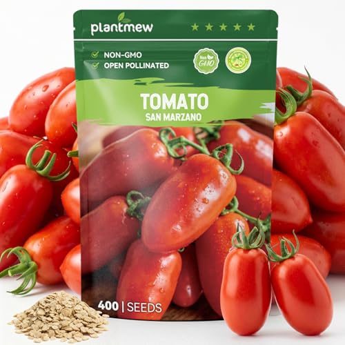 PLANTMEW 400 Heirloom San Marzano Tomato Seeds for Planting – Paste Tomato, Roma-Type, High...