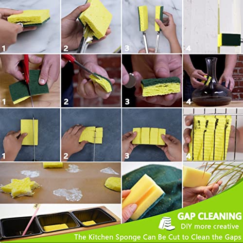 Image of Kitchen Cleaning Sponges, 6 Pack Heavy Duty Scrub Sponges Cleans Fast Non-Scratch Sponge for Washing Dishes and Cleaning Kitchen (Brown)