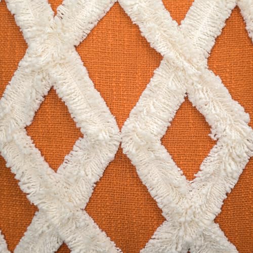 Image of Cotton Tufted Boho Cushion Cover | Embroidery Decorative Pillow for Home Decor | Hand Made Square Pillow Covers for Sofa, Chair and Bedroom (Set of 1, 16 * 16)