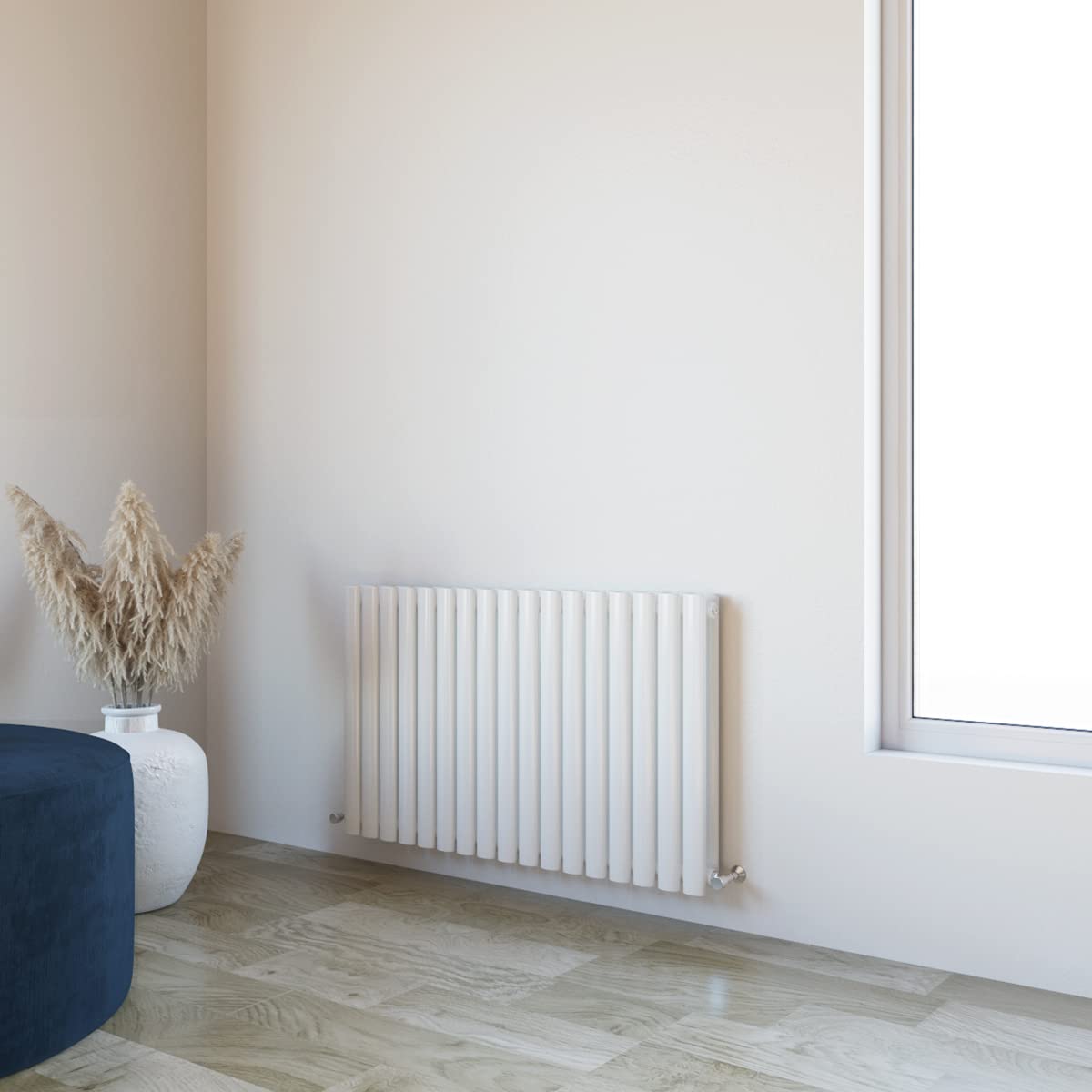 Huibathroom White Oval Column Radiator 600X1003mm Horizontal Design Double Central Heating Rad