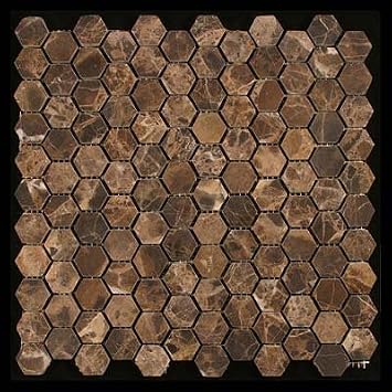 Emperdaor Hexagon Tumbled Mosaic Tiles on 12x12 Sheet for Backsplash, Shower Walls, Bathroom Floors