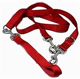 Freedom Multipurpose 1 Inch Euro Pet Leash 4 to 8 Foot or Double Dogs With Detachable Handle Red