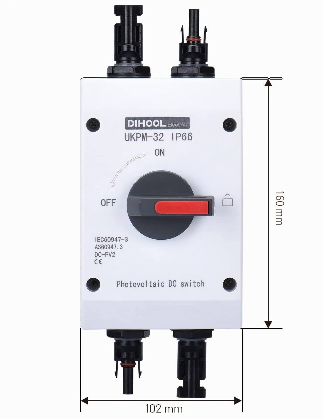 1000V 32A disyuntor dc on off solar panel switch interruptor fotovoltaico IP65 a prueba de agua