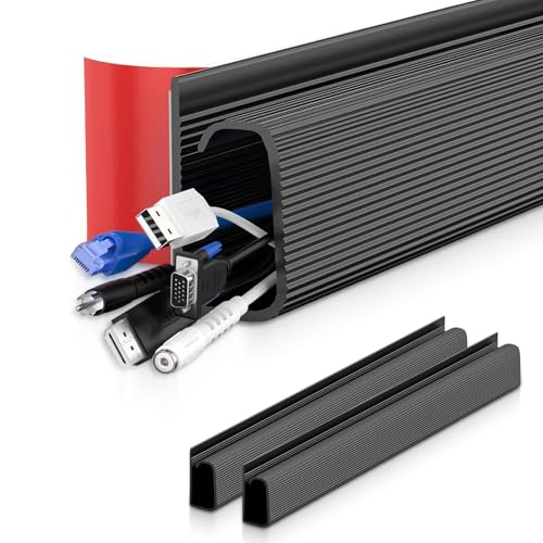 WideSmart Canaleta cubrecables de 40 cm para pared, canal para cables con adhesivo autoadhesivo de PVC de alta calidad, para instalación de pared y de juegos, sin taladrar, 2 unidades