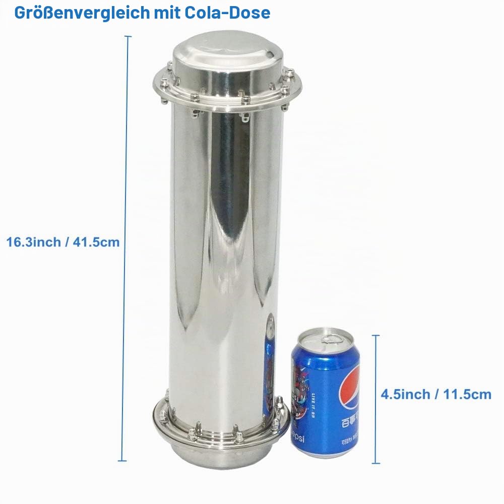 Moumou wasserdichte Zeitkapsel aus Edelstahl, korrosionsbeständig, langlebig,verschließbar, Behälter für die Zukunft 16.3 Inch / 41.5cm