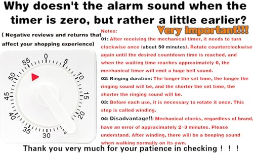 2 Pcs Kitchen Timer with Alarm : Square 60 Minute Mechanical Visual Cooking, Time Management Tools Hour Manual Countdown Timer for Baking, Homework, Exercise Auto Off No Batteries Required White - Image 4