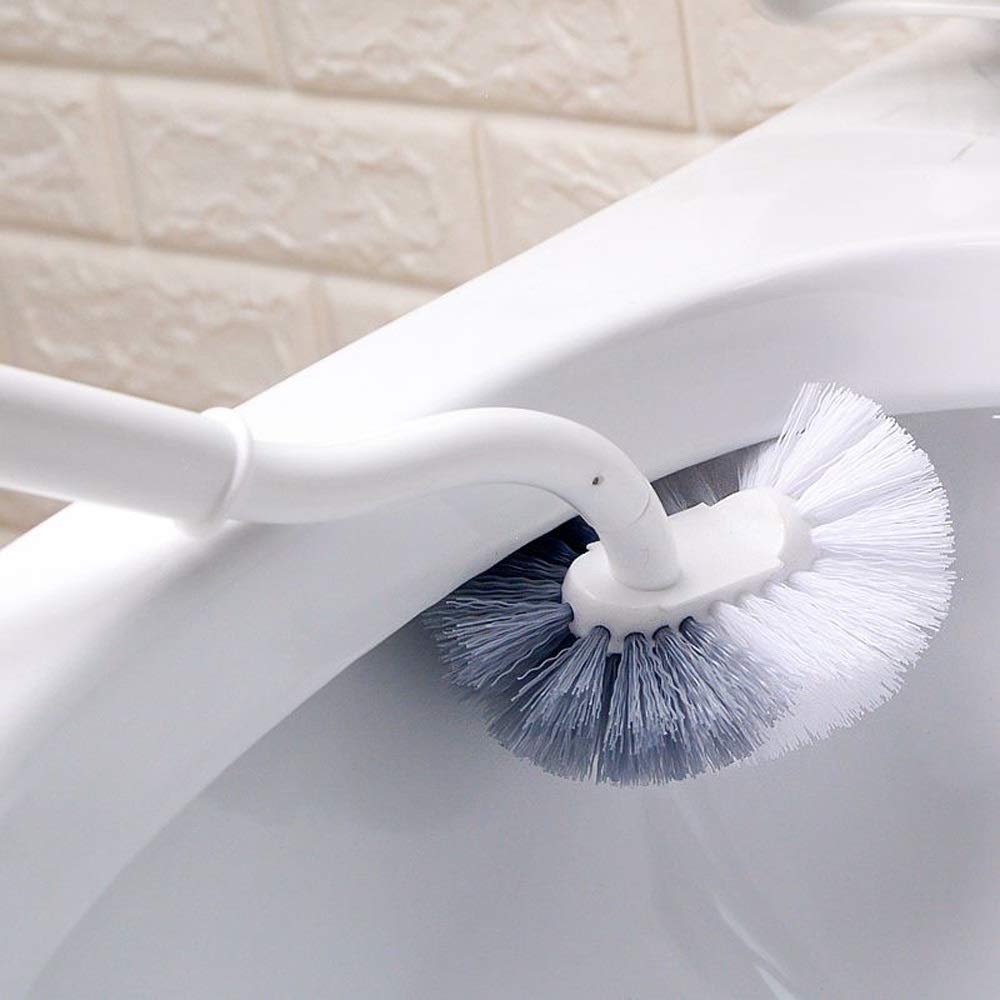 Nff Cepillo De Baño Y Soporte, Juego De Cepillo De Inodoro Montado En Pared Sin Golpe, Mango Largo 360 ° Sin Ángulo Muerto Cepillo De Inodoro Suave 44x16.5cm (Color : A)