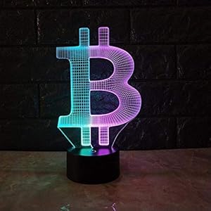 Bitcoin-Logo 16 Kleuren Tafellamp, Nachtlamp Decoratie Afstandsbediening 3D Kleur Usb Optical Lamp Lamp Room Kinderen…