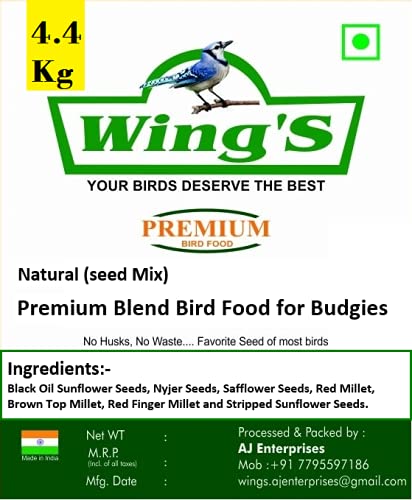 Wings Premium Blend Bird Food for Budgies, Finches, Parakeets-4.4Kg (6 Seed Mix) (B09GBN7SDZ) Amazon Price History, Amazon Price Tracker