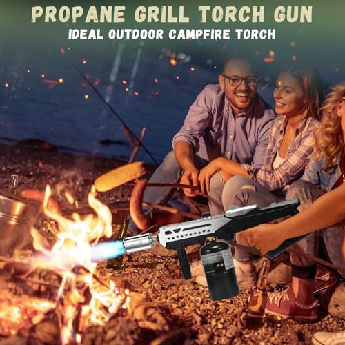 Image of Powerful Propane Grill Torch Gun - Cooking Torch - Flame Thrower Blow Torch Gun - Adjustable Flamethrower for BBQ, Camping, Campfire, Weilding, Searing Steak, Weeding(Tank Not Included)