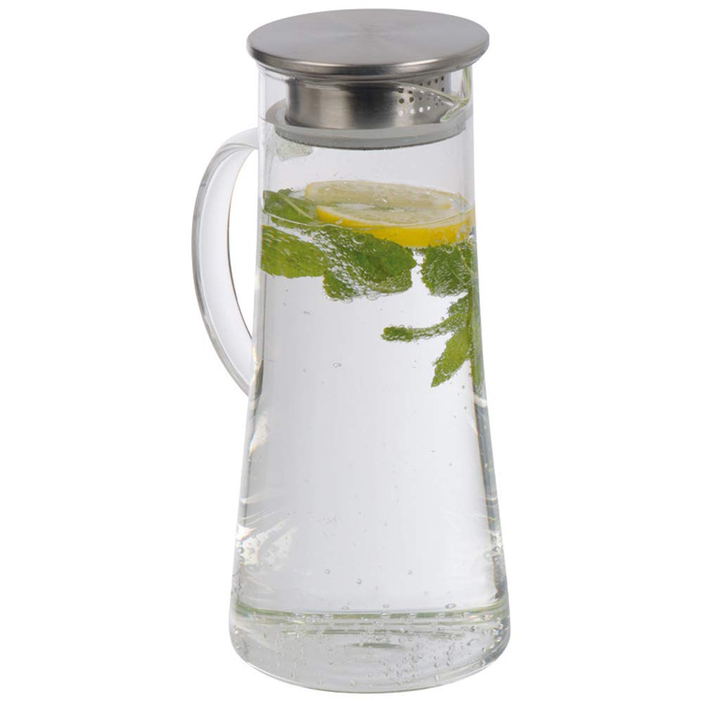 noTrash2003 Jarra de cristal con tapa de cierre para agua, refrescos o vino, dos aberturas diferentes, también adecuada como decantador, capacidad aprox. 1,4 L