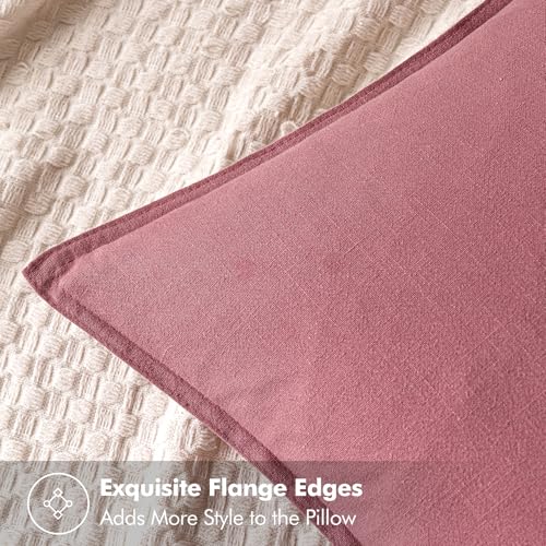 Image of MIULEE Decorative Linen Pillow Covers 20x20 Inch Cranberry Red Boho Farmhouse Neutral Couch Throw Pillows for Bed Pack of 2 Accent Modern Pillowcase Sofa Livingroom Home Decor