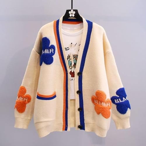 Lixingheitang NX1318 Women Knitted Sweaters Coat Winter Korean Long Sleeve V-Neck Pockets Button Cardigans Streetwear Casual S1 Blue M thumb #2