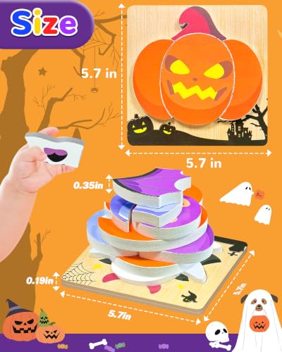 Image of 4 Pack Halloween Wooden Puzzles for Toddlers,Halloween Boo Basket Stuffers Party Favors Treats, Montessori Toys Birthday Gifts for Kids Boys Girls
