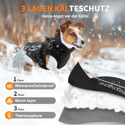 PcEoTllar Wasserdichter Hundemantel für kleine Hunde, warme reflektierende Jacke mit Geschirr für den Winter, Ski-Kostüm, Baumwolle, Hundepullover