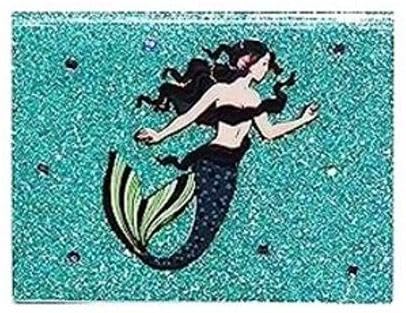 WINGS Craft & Fundraising Supply RFID Debit Credit Card Holder ATM Case with Choice Insert, Bling Glitter Ocean Beach (Teal Mermaid with 2 Debit Registers)