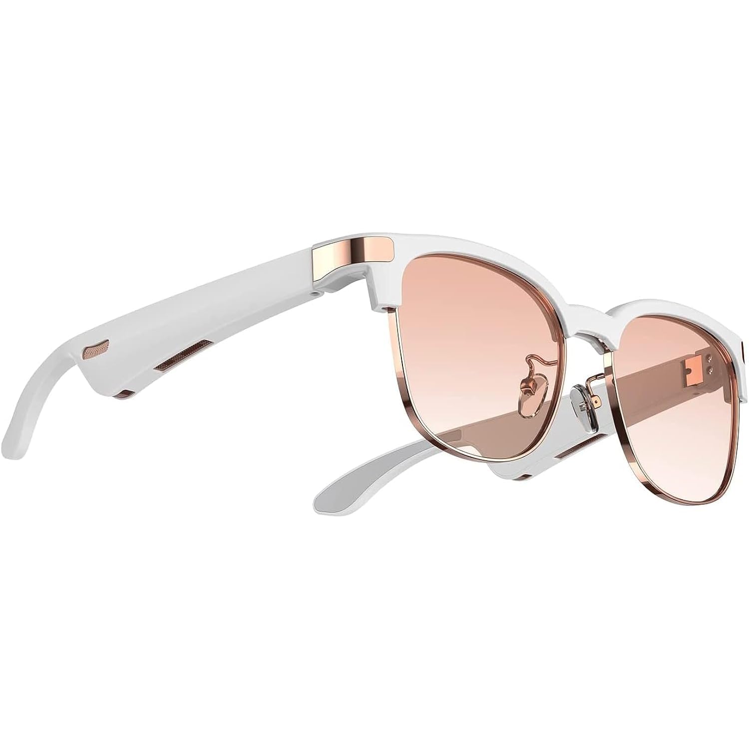 Bluetooth Audio Smart Glasses for Men Women, Redberry Smart Sunglasses with Speakers and Mics Open Ear Music Hands-Free Calling, Volume Control, Anti-UV Lens, IP4 Waterproof Classic Black