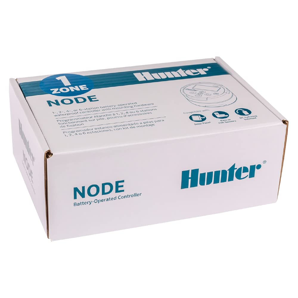 Hunter Node-100-LS - Timer irrigatore a batteria, impermeabile, per valvole, per esterni, facile da installare, nessun cablaggio necessario per sistemi a goccia o remoti (solenoide CC non incluso)