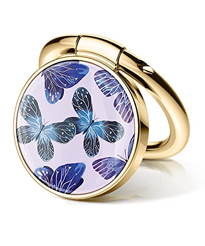 GVIEWIN Floral Cell Phone Ring Holder Finger Kickstand, Metal Ring Grip Holder for Magnetic Car Mount Compatible with iPhone 12/12 Pro/12 Pro Max/11 Pro Max and Other Smartphones (Butterfly Charm)