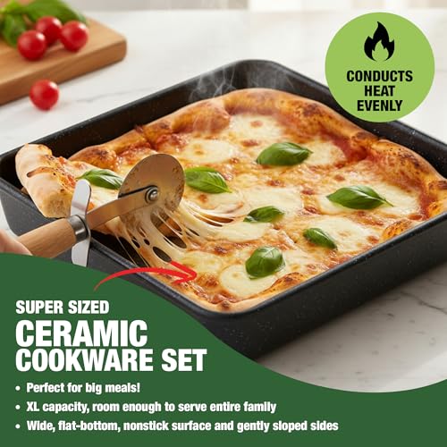 Granitestone 20 Pc Ceramic Cookware Set Nonstick, Complete Pots and Pans Set Non Stick for Kitchen with Bakeware, Cooking Utensils & Steamer, Non Toxic Made Without PFOA PFOS, Oven & Dishwasher Safe - Image 7
