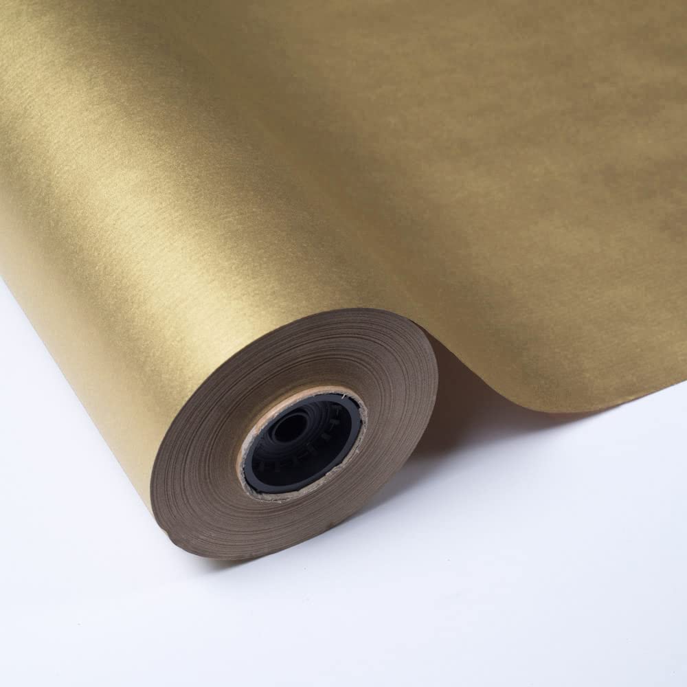 PAKOT Bobina Papel Kraft Oro para Regalo y Embalaje Profesional 70 cm x 100 m 60 g para Tiendas, Negocios, Floristerías, Eventos y Manualidades