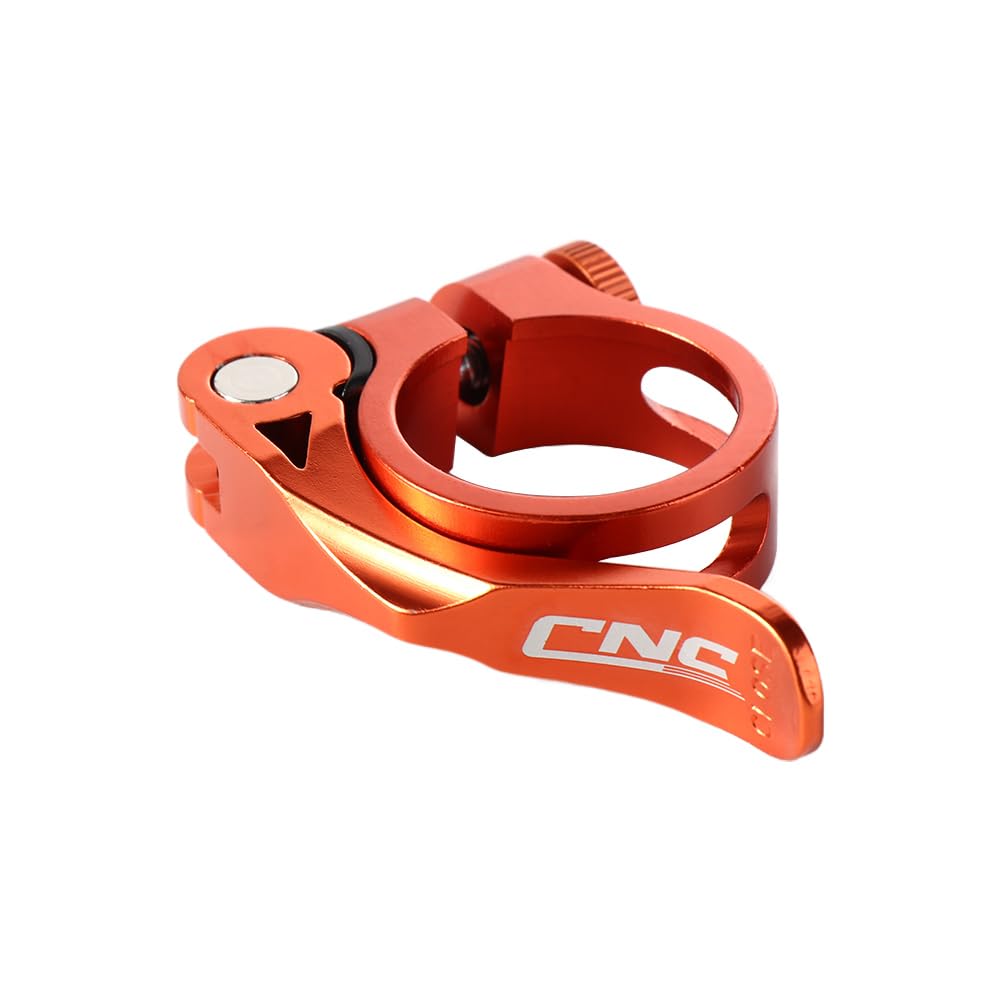 Post Clamp,31.8mm & 34.9mm Aluminium Alloy Quick Release Seatpost Clamp, Road Bike Seat Tube Clamp for 27.2/28.6/30.9/31.6mm Seatposts(orange-34.9mm)