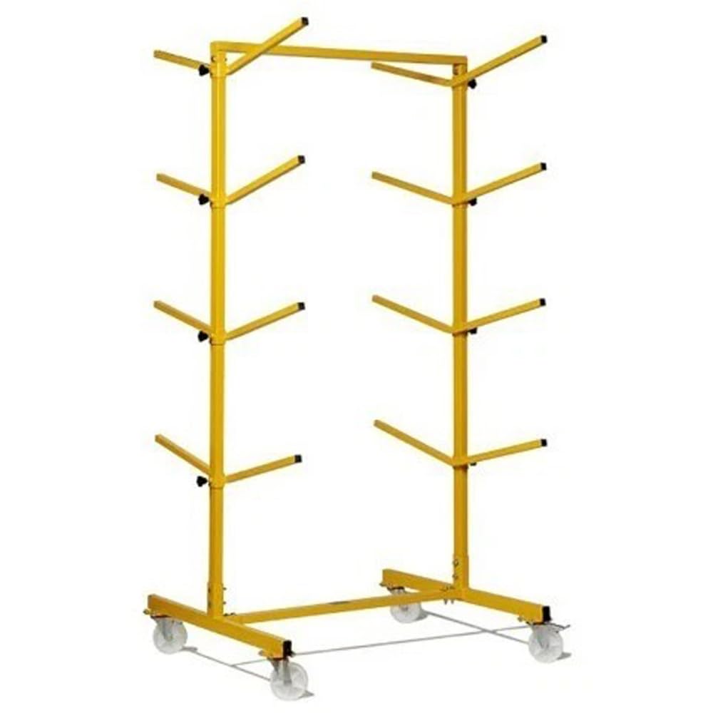 Aps Auto Paint Supplier Luton Yellow Heavy-Duty Mobile Bumper Rack – Adjustable Bumper Storage Stand With Locking Wheels – Multi-Level Automotive Panel Holder For Body Shops & Paint Booths