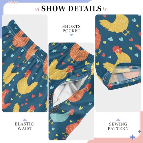 Chicken Heart Pattern Pajama Pants Lounge Sleep Pants Elastic Waist Long Pajama Bottoms with Pockets for 6-14 Years4