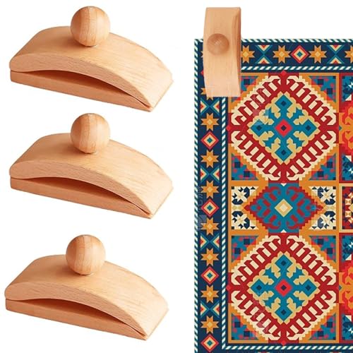 4pcs Wood Hanger Wood Quilt Clamps Tapestry Hanging Art Decorative Tapestry Hanger Clips Wall Clips for Hanging and Quilts Wall Décor Bedroom Living Room Display