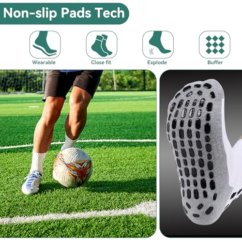 2/4/6 Pairs Men's Soccer Socks Grip Pads Non Slip Football Baseball Soccer Socks for Men Women3