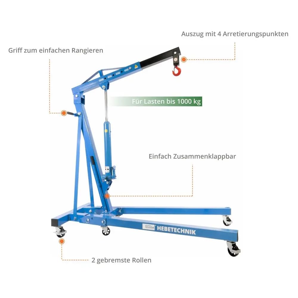 Güde Werkstattkran 1000.1 kg, Motorkran, Motorheber, bis zu 1000 kg