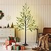 DR.DUDU 5 FT Christmas Tree with Lights, Pre-lit Artificial Xmas Trees Small Green Christmas Tree with Realistic Branch Warm LED for Home Bedroom Corner Outdoor Indoor Holiday Decorations
