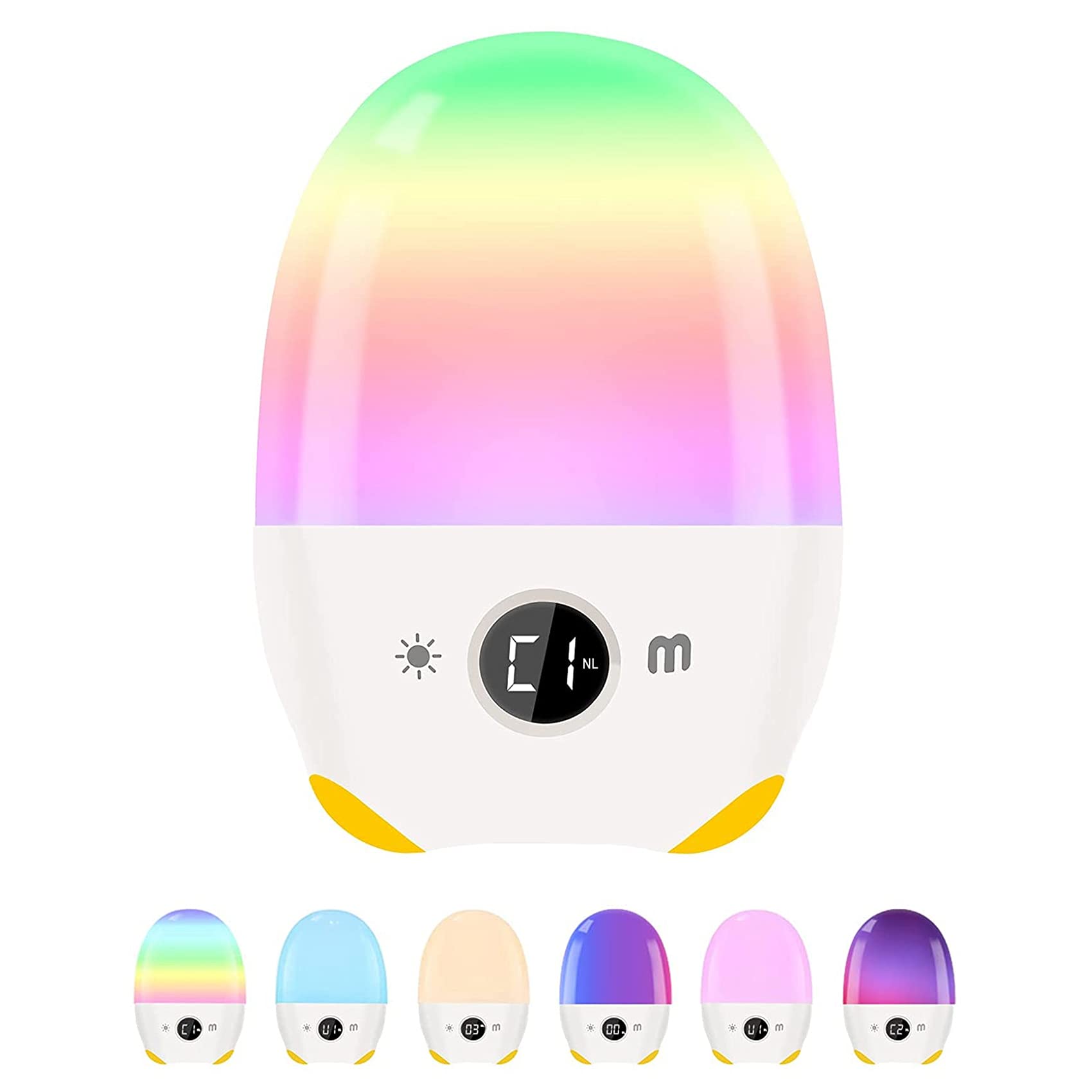 Veilleuse LED pour enfants, lampe de chevet avec réveil, minuteur, rechargeable par USB, lampe de table d'ambiance à intensité variable
