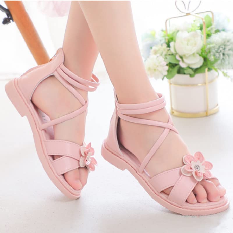 Rear Zip Girls Casual Sandals Simple Flowers Soft Sole Beach Shoes3