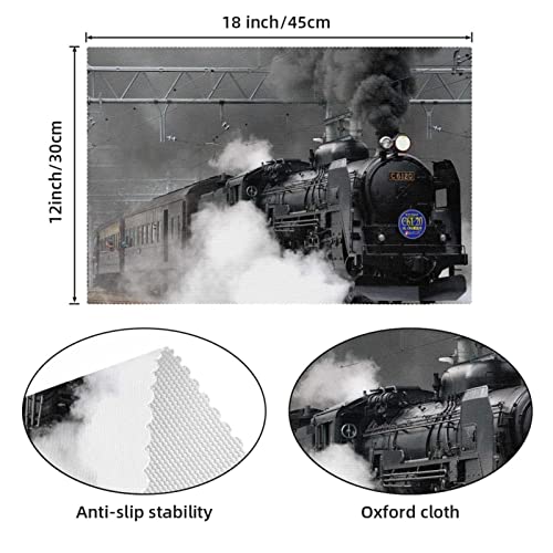 Set de table train à vapeur vintage pour décoration de table à manger rétro | Lot de 6 - 5