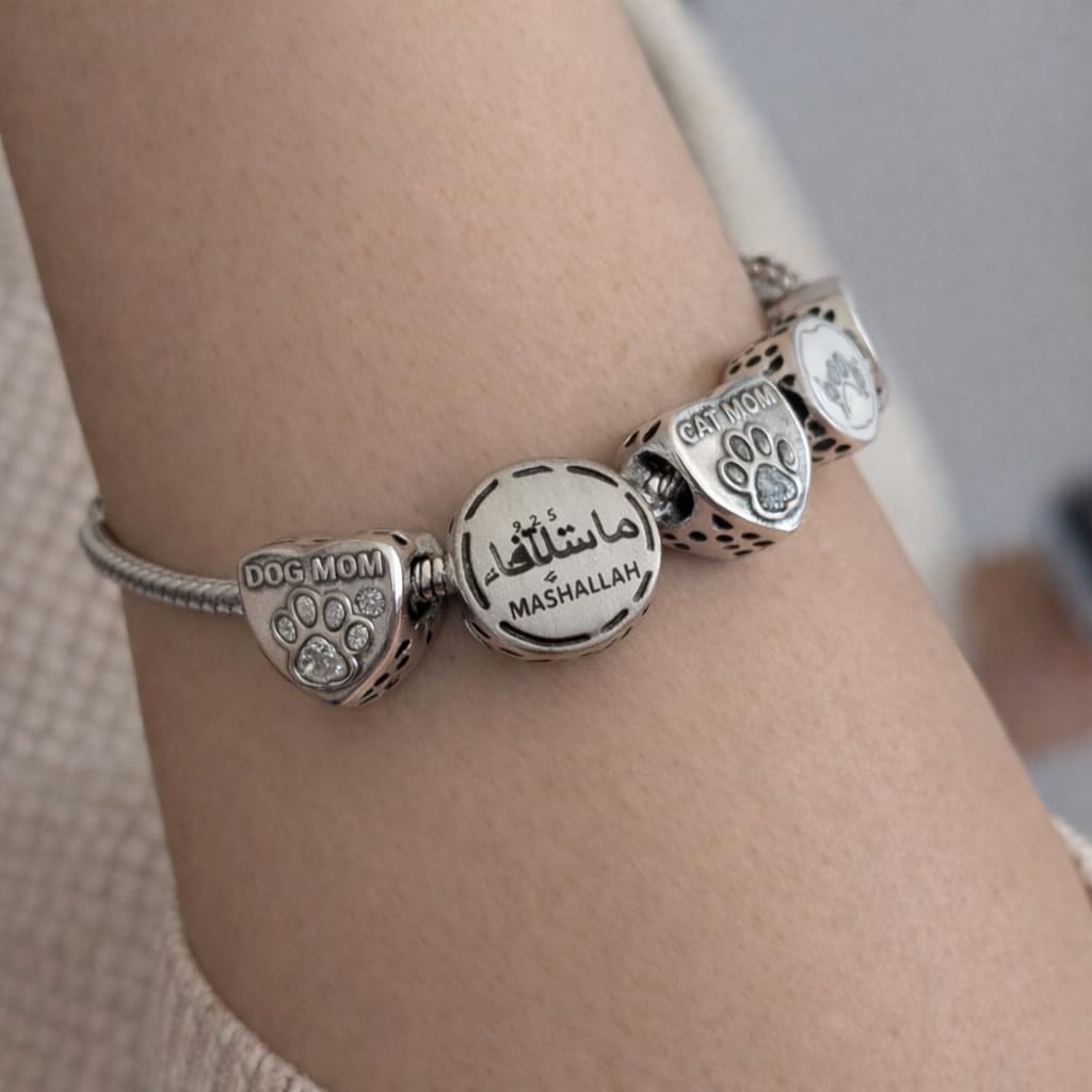 Inspirational Words Symbols 925 Sterling Silver Charm Bead For Pandora & Similar Charm Bracelets or Necklaces