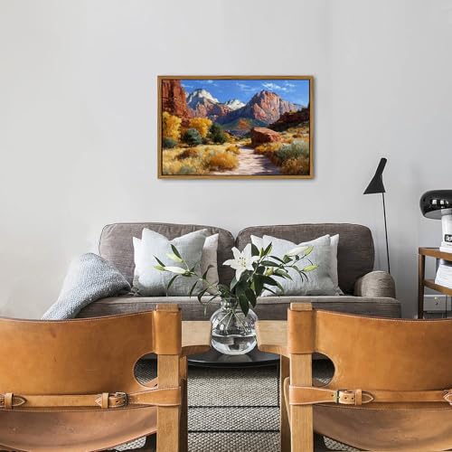 Image of Zion National Park Wall Art Mountain Pictures Wall Decor Red Rock Canyon Landscape Wall Decor Nature Southwest Desert Landscape Canvas Painting Prints for Living Room Bedroom Home Decoration 24x36 inch