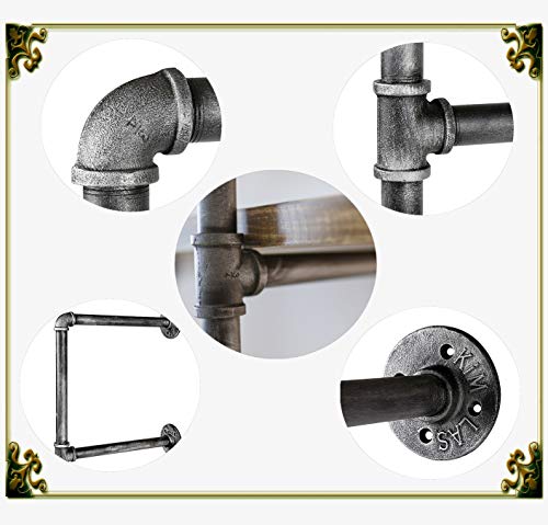 Industrial Wall Mounted Iron Floating Pipe Shelves/Racks/Storage/Bookcases, Diy Open Bookshelves/Shelving For Kitchen/Office, Retro Black,(4-Tier Shelf Brackets,Not Include Planks) #TOP5