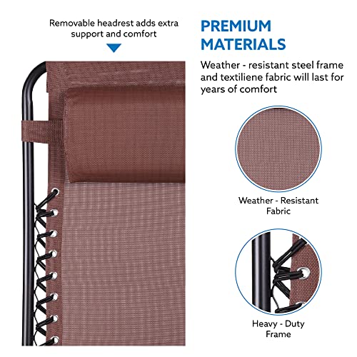 Zero Gravity Chairs Set Of 2 Pool Lounge Chair Zero Gravity Recliner Zero Gravity Lounge Chair Antigravity Chairs Anti Gravity Chair Folding Reclining Camping Chair With Headrest By Naomi Home - Brown #TOP5