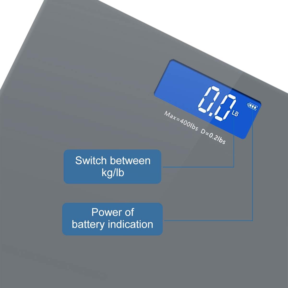 Weight Scale, Precision Digital Body Bathroom Scale with Step-On Technology, 6mm Tempered Glass Easy Read Backlit LCD Display, 400 Pounds