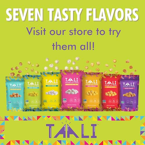 Taali 3-Flavor Variety Water Lily Pops (10-Pack) - Roasted Fox Nuts Makhana Snack | Crunchy Indian Healthy Snacks | Protein-rich, Gluten Free, Non GMO | Individual 0.8 oz Bags