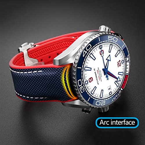 Bracelet de montre en caoutchouc silicone Omega Planet Ocean 22mm bleu