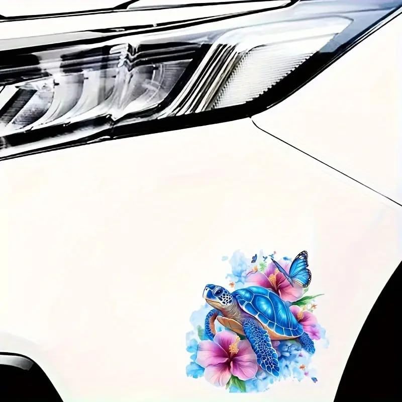 Turtle Butterfly Flower PVC Vinyl Car Decals Stickers Waterproof Self-Adhesive Decals for Cars, Laptops, Trucks, Motorcycles Wall Window Luggage Scratch Cover Door Decor Sticker - Image 3