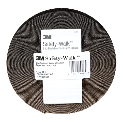 Image of 3M Safety-Walk Slip-Resistant Medium Resilient Tapes & Treads 310, Black, 1 in x 60 ft, Roll, 4 /Case